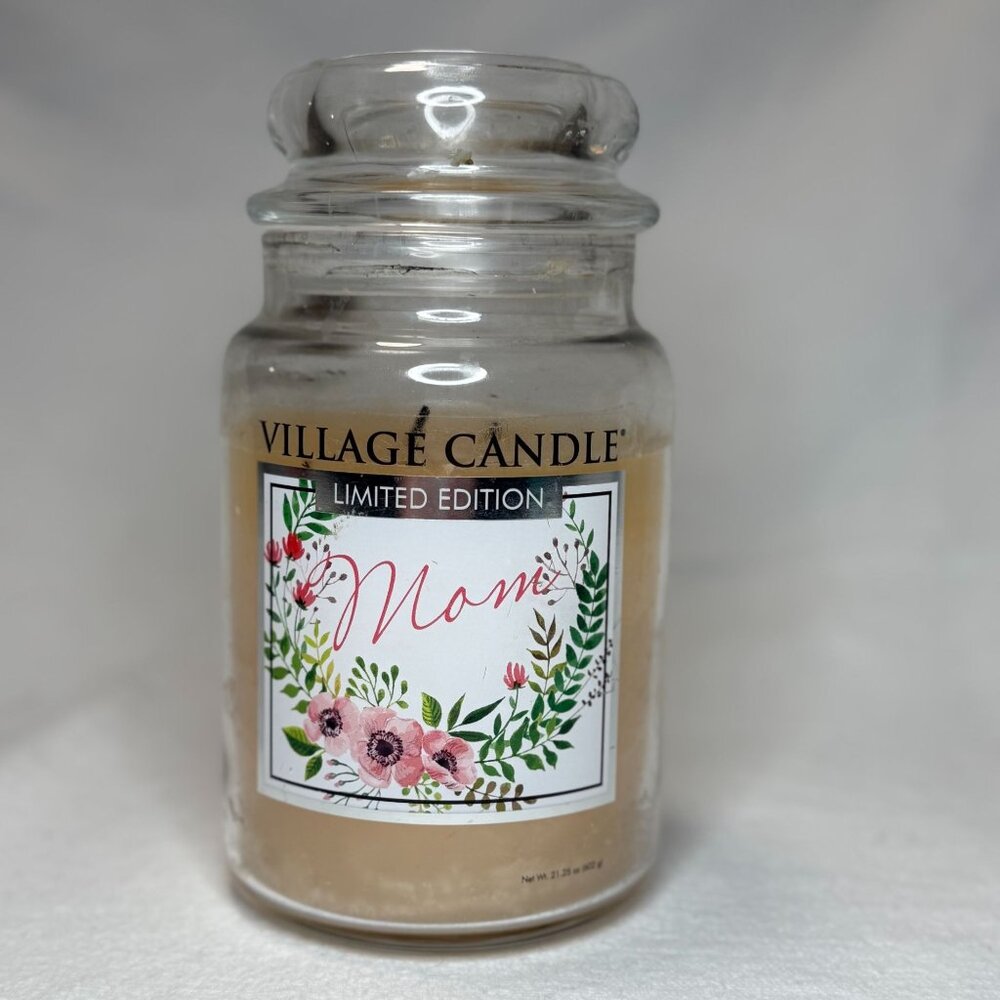 Village Candle Limited Edition "Mom" Jar Candle Vanilla Scented 21.25 Oz Two Wic